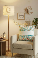 Mavi Turuncu Motifli Ramazan Temalı 4'lü Kırlent Kılıfı 1 Runner Seti 4kMBS332-RS - Görsel 5