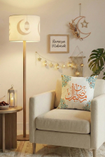 Mavi Turuncu Motifli Ramazan Temalı 4'lü Kırlent Kılıfı 1 Runner Seti 4kMBS332-RS - Görsel 6