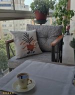 Gri Sarı Bohem Tarz Yaprak Desenli 4'lü Kırlent Kılıfı 1 Runner Seti 4kmbs104-RS - Görsel 2