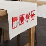 Kırmızı Turuncu Modern LOVE Yazılı  Dijital Baskılı Runner 4kmbs111-RN