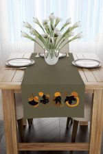 Yeşil Kahverengi Modern Tarz Yaprak Desenli Dijital Baskılı Runner 4kmbs112-RN - Görsel 2