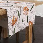Bej Yeşil Çiçek Desenli Runner - CGH017-RN