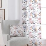 Pembe Bej Deniz Kabuğu Çiçek Desenli Dijital Baskılı Perde CGH031-PR