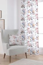 Pembe Bej Deniz Kabuğu Çiçek Desenli Dijital Baskılı Perde CGH031-PR