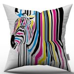 Beyaz Mavi Pembe Zebra Kırlent Yastık Kılıfı - CGH033