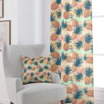 Sarı Yeşil Ananas Desenli Dijital Baskılı Perde CGH049-PR