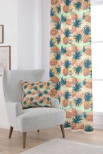 Sarı Yeşil Ananas Desenli Dijital Baskılı Perde CGH049-PR