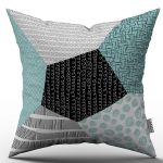 Mavi Beyaz Modern Geometrik Desenli Kırlent Yastık Kılıfı - CGH064