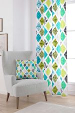 Mavi Yeşil Modern Geometrik Desenli Dijital Baskılı Perde CGH065-PR