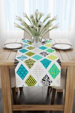 Mavi Yeşil Modern Geometrik Desenli Runner - CGH065-RN - Görsel 2