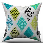 Mavi Yeşil Modern Geometrik Desenli Kırlent Yastık Kılıfı - CGH065