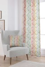 Beyaz Çok Renkli Damask Desenli Dijital Baskılı Perde CGH067-PR