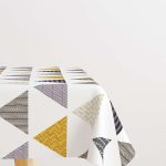 Gri Sarı Geometrik Desenli Masaörtüsü CGH078-MS