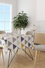 Gri Sarı Geometrik Desenli Masaörtüsü CGH078-MS - Görsel 2