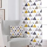 Gri Sarı Geometrik Desenli Dijital Baskılı Perde CGH078-PR