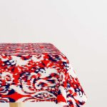 Beyaz Kırmızı Damask Desenli Masaörtüsü CGH081-MS