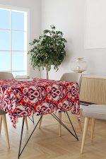 Beyaz Kırmızı Damask Desenli Masaörtüsü CGH081-MS - Görsel 2