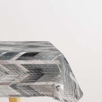 Beyaz Gri Geometrik Desenli Masaörtüsü CGH082-MS