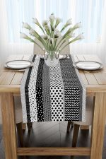 Beyaz Siyah Geometrik Çizgili Runner - CGH087-RN - Görsel 2