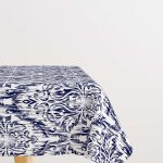 Lacivert Beyaz Damask Desenli Masaörtüsü CGH089-MS