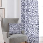Mavi Damask Desenli Dijital Baskılı Perde CGH089-PR