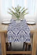 Lacivert Beyaz Damask Desenli Runner - CGH089-RN - Görsel 2