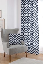 Lacivert Geometrik Dijital Baskılı Perde CGH095-PR