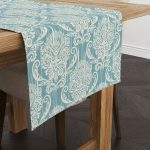 Mavi Krem Damask Desenli Runner - CGH096-RN
