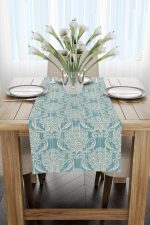 Mavi Krem Damask Desenli Runner - CGH096-RN - Görsel 2