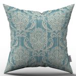 Mavi Krem Damask Desenli Kırlent Yastık Kılıfı - CGH096