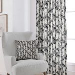 Siyah Krem Damask Desenli Dijital Baskılı Perde CGH099-PR