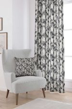 Siyah Krem Damask Desenli Dijital Baskılı Perde CGH099-PR