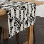 Siyah Krem Damask Desenli Runner - CGH099-RN