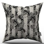 Siyah Krem Damask Desenli Kırlent Yastık Kılıfı - CGH099