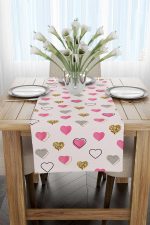 Pembe Siyah Modern Kalp Desenli Dijital Baskılı Runner CGH1003-RN - Görsel 2