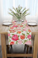 Krem Çok Renkli Çiçek Desenli Dijital Baskılı Runner CGH1033-RN - Görsel 2