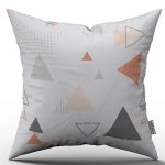 Pembe Gri Geometrik Desenli Kırlent Yastık Kılıfı - CGH103