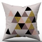 Pembe Siyah Modern Geometrik Desenli Kırlent Yastık Kılıfı - CGH104