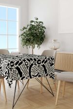 Siyah Beyaz Modern Geometrik Desenli Masaörtüsü CGH105-MS - Görsel 2