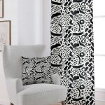 Siyah Beyaz Modern Geometrik Desenli Dijital Baskılı Perde CGH105-PR