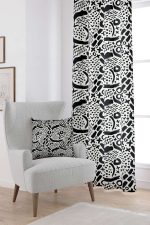 Siyah Beyaz Modern Geometrik Desenli Dijital Baskılı Perde CGH105-PR