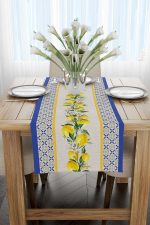 Mavi Sarı Dekoratif Limon Desenli Dijital Baskılı Runner CGH1050-RN - Görsel 2