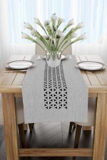 Gri Siyah Dekoratif Geometrik Desenli Dijital Baskılı Runner CGH1055-RN - Görsel 2