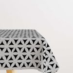 Gri Siyah Dekoratif Geometrik Desenli Dijital Baskılı Masaörtüsü CGH1056-MS