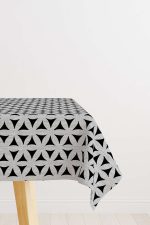 Gri Siyah Dekoratif Geometrik Desenli Dijital Baskılı Masaörtüsü CGH1056-MS