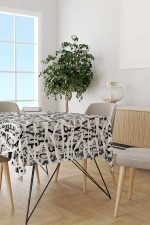 Beyaz Siyah Modern Dekoratif Masaörtüsü CGH106-MS - Görsel 2