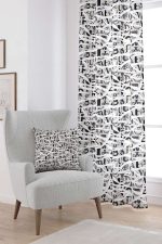 Beyaz Siyah Modern Dekoratif Dijital Baskılı Perde CGH106-PR