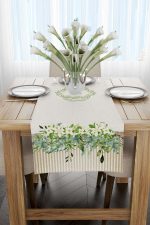 Krem Yeşil Çiçek Desenli Dijital Baskılı Runner CGH1064-RN - Görsel 2