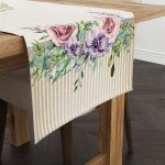 Krem Pembe Çiçek Desenli Dijital Baskılı Runner CGH1065-RN