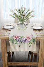 Krem Pembe Çiçek Desenli Dijital Baskılı Runner CGH1065-RN - Görsel 2